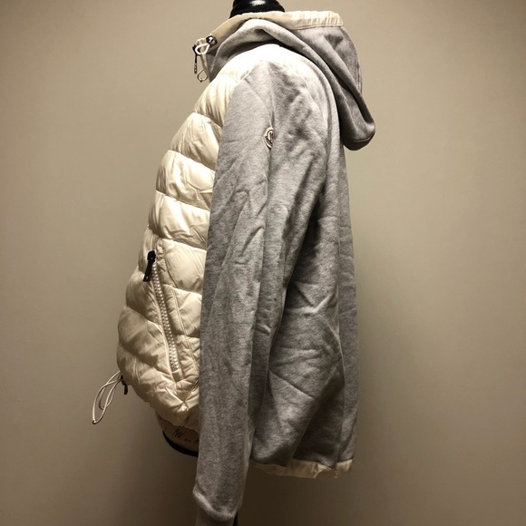 [5] Moncler Jacket Puffer Hooded Cardigan Grey Cream Women’s Small & Extra Small - Picture 4 of 8